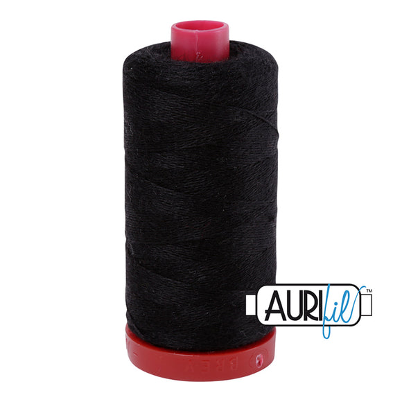Aurifil Lana Wool Thread 350 mt 12 wt Black #8692