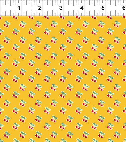 Cherry Lemonade from In the Beginning Cherry Rows Yellow BOLT END 3 Yards + 6 Inches