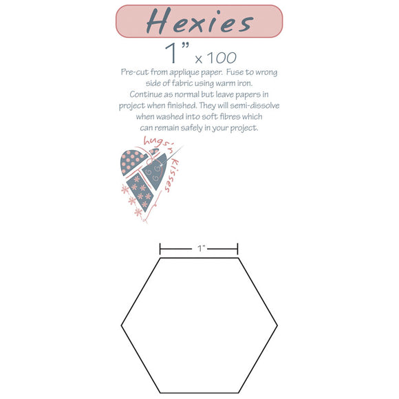 Washaway Hexies 100 ct. 1 inch from Hugs n Kisses