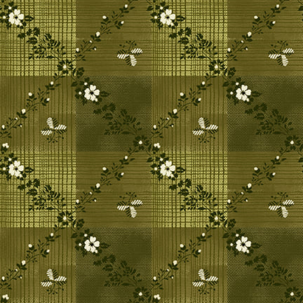 Bucklebury Chintz Olive Green Geometrics by Michelle Yeo