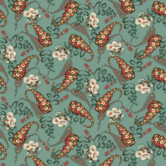 Bucklebury Chintz Med Teal Quirky Paisley by Michelle Yeo