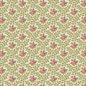 French Mill by Andover Fabrics White Wallpaper Roses