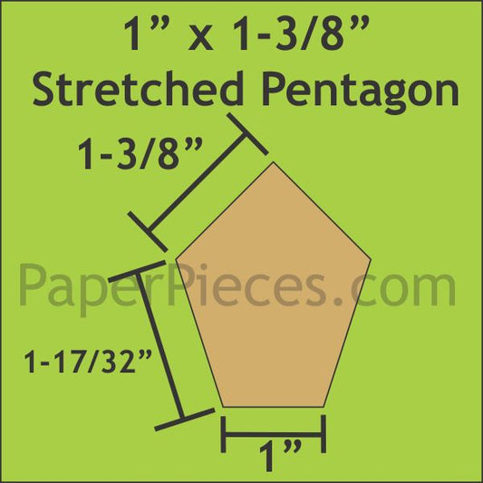 Stretched Pentagon 1 inch x 1 3/8 inch English Paper Pieces – Two Thimbles