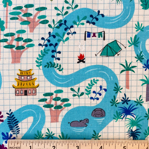 Lagoon Map from Cotton + Steel BOLT END 2 YARDS + 20 INCHES