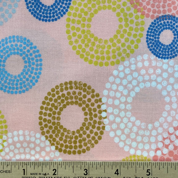 Breeze by Zen Chic Dottie Circles Coral BOLT END 1 Yards + 21 Inches