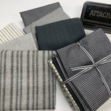 Black & Gray Curated Stack of 6 half-yards woven checks and textures