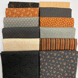 Pumpkin and Charcoal Stack of 12 Fat Quarters