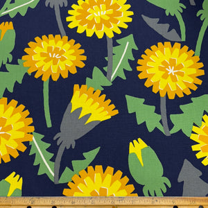 Trefle Dandelion CANVAS from Kokka navy blue background