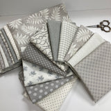 Gray Background Curated Stack of 10 fat quarters