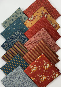 Rusty Red & Blue Bundle of 12 fat quarters