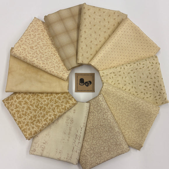 Back to Basics Creamy Tan Background Stack of 10 fat quarters