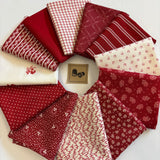 Red & Creamy White (Snow) Fat Quarter Stack of 12 Fat Quarters