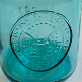 Vintage Blue Glass Ball Jar with Bicentennial Commerative USED
