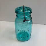 Vintage Blue Glass Ball Jar with Bicentennial Commerative USED