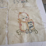 Vintage embroidered Kewpie Doll quilt blocks