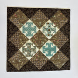 Small Quilt Retired Shop Sample Mocha Brown & Teal T block