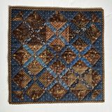 Small Quilt Retired Shop Sample Brown & Blue X Block Quilt