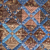 Small Quilt Retired Shop Sample Brown & Blue X Block Quilt