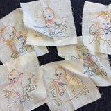 Vintage embroidered Kewpie Doll quilt blocks PREowned