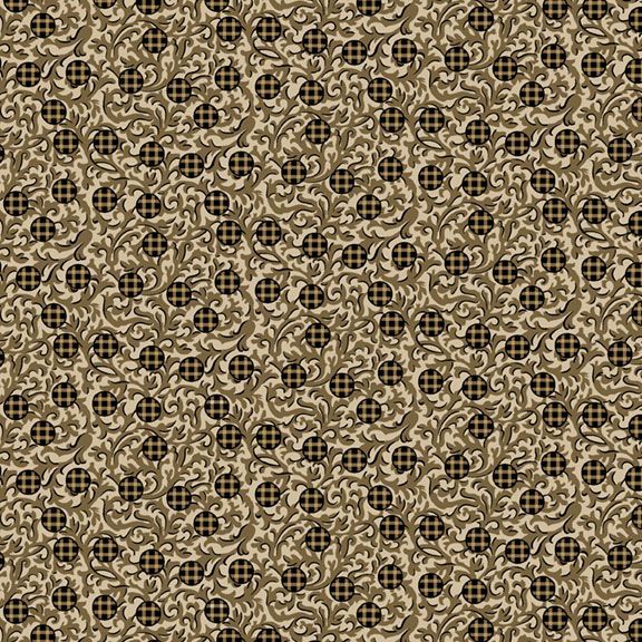 Bluebird Manor Gingham Dots Tan by Paula Barnes