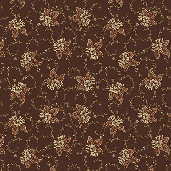 Treasured Past Tossed Flower Brown by Missie Carpenter