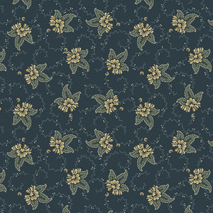 Treasured Past Tossed Flower Navy by Missie Carpenter