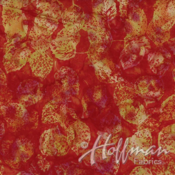 Bali Leaves Flame from Hoffman Fabrics