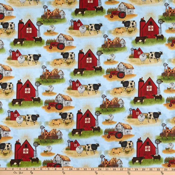 On the Farm by 3 Wishes Animals on Blue