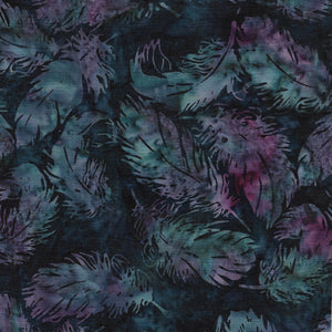 Island Batik Tossed Feather Frosted Berry BOLT END 2 Yards + 33 Inches