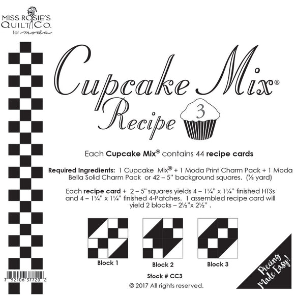 Cupcake Mix Recipe 3 44ct Foundation Papers from Miss Rosie's Quilt Co.
