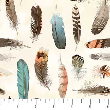 Shore Thing Feathers from Northcott BOLT END 3 Yards + 19 inches
