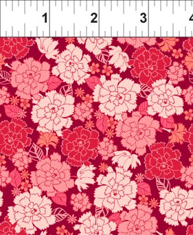 Garden Delights Red/Pink Carnation from In the Beginning Fabrics BOLT END 2 Yards
