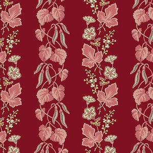 Super Bloom by Edyta Sitar for Laundry Basket Quilts Cranberry Vine Stripe