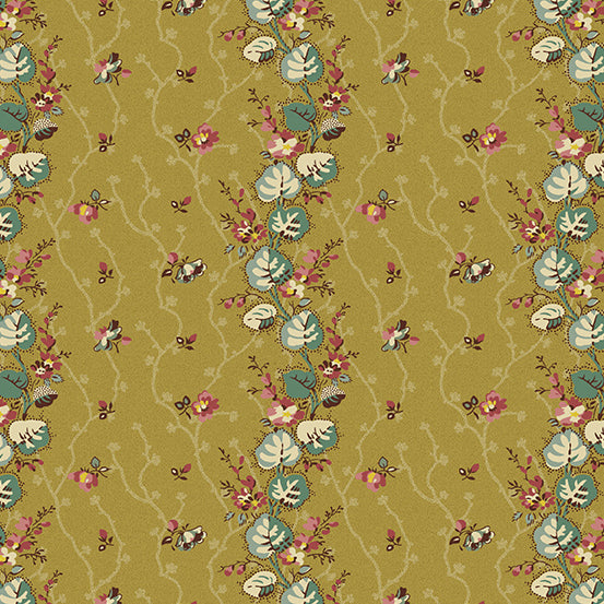 Anne's English Garden Moss Floral Stripe by Di Ford Hall