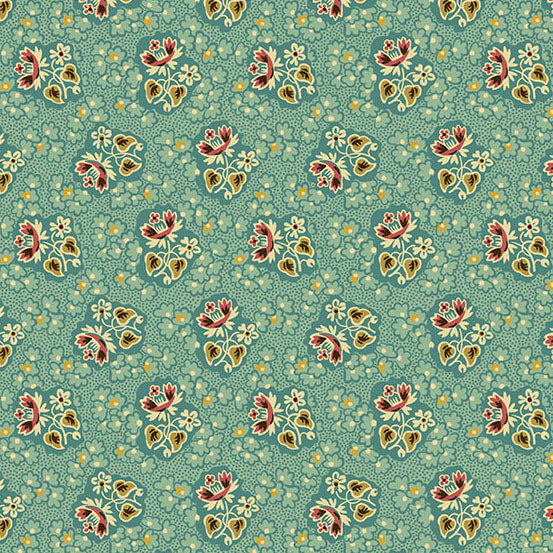 Oak Alley by Di Ford-Hall Floral Sprigs Turquoise