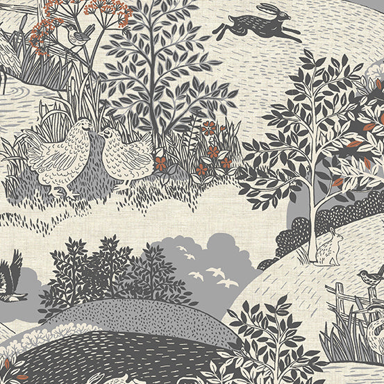 Hedgerow from Makower Grey Scenic Rust