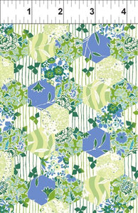 Garden Delights Blue Hexagon from In the Beginning Fabrics BOLT END 2 Yards + 27 Inches