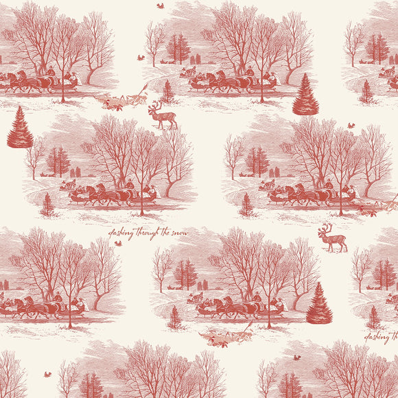 Yuletide from Riley Blake Designs  Sleigh Toile Cream BOLT END 4 Yards + 24 Inches
