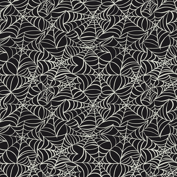 Hocus Pocus from Riley Blake Designs Web Black, Glow in dark fabric