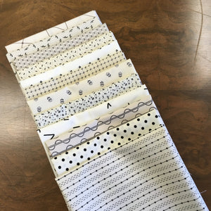 Neutral black and cream 12 fat quarter stack