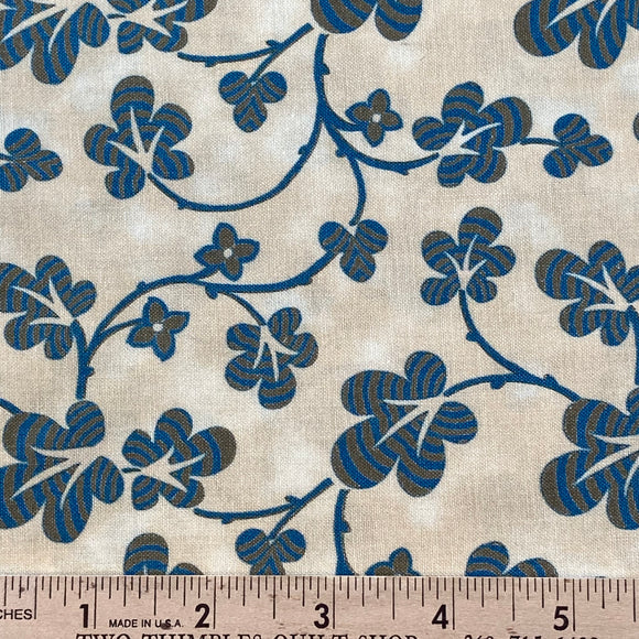 Rising Sun Medallion by Rocky Mountain Quilt Museum Large Floral Vine Blue