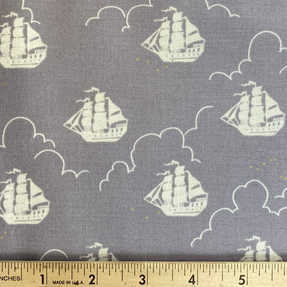 Jolly Roger Ship from Michael Miller Metallic Accent BOLT END 2 Yards + 30 inches