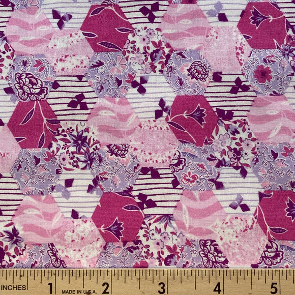 Garden Delights Pink Hexagon from In the Beginning Fabrics