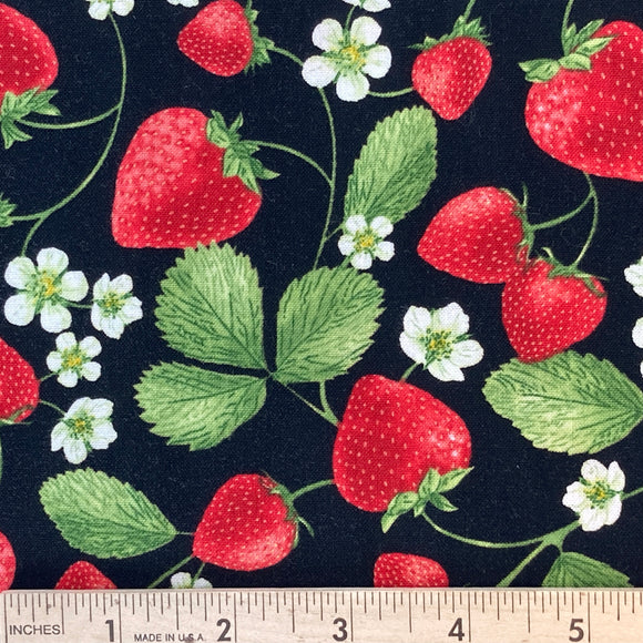 Strawberries on Black from Timeless Treasures