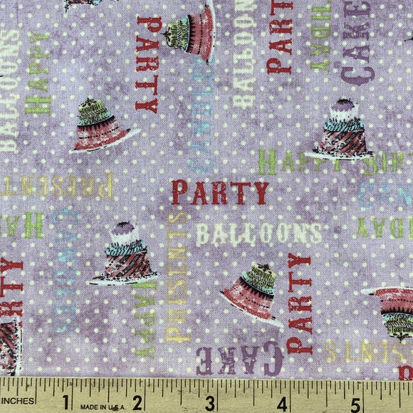Hullabaloo Lavender by Iron Orchid Happy Birthday BOLT END 4 Yards + 17 Inches