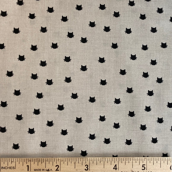 Meow Cat Face by My Mind's Eye Gray BOLT END 2 Yards + 12 Inches