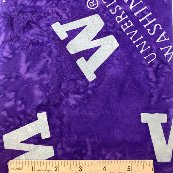 University of Washington Batik from Hoffman Fabrics BOLT END 4 Yards + 5 inches