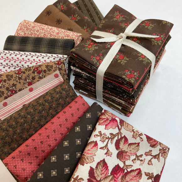 Red Rose & Brown Curated 12 Fat Quarters